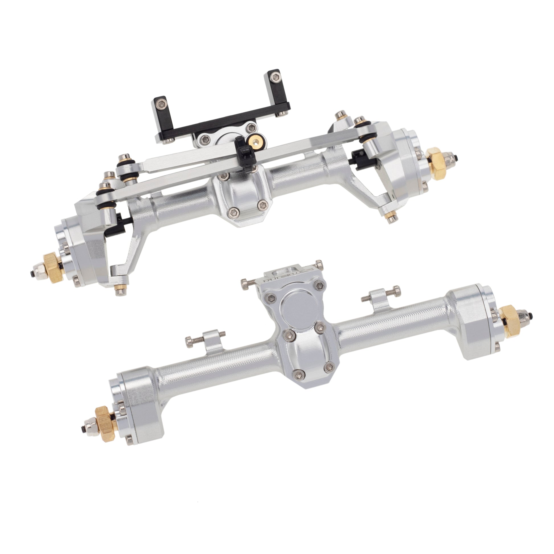 Silver Aluminum Front and Rear Portal Axle with Max C-Steering for Axial SCX24