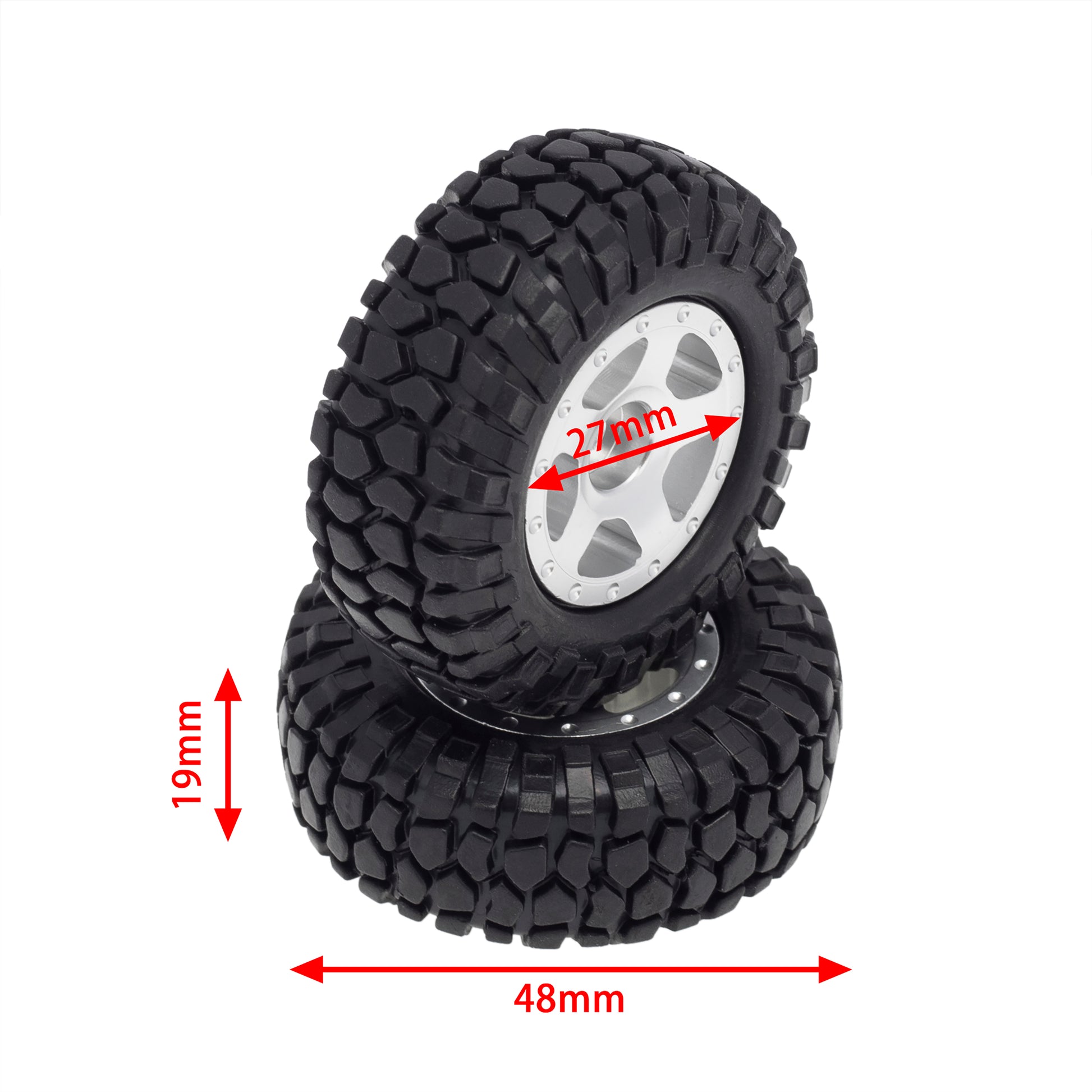 Meus Racing Aluminum Bead Lock Wheels/Rubber Tires for Axial SCX24