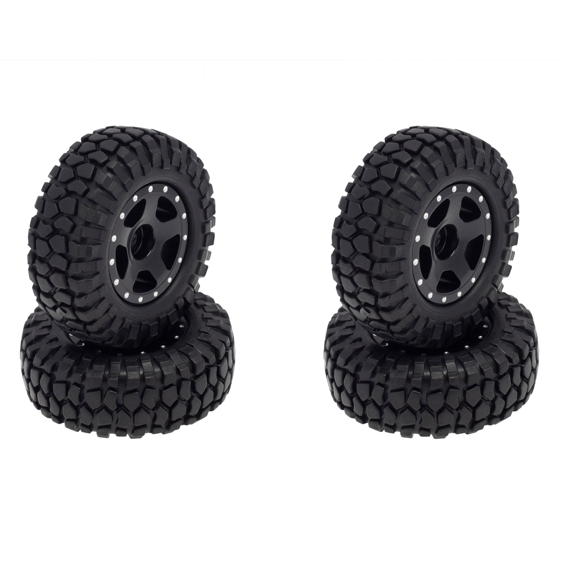 Meus Racing Aluminum Bead Lock Wheels/Rubber Tires for Axial SCX24