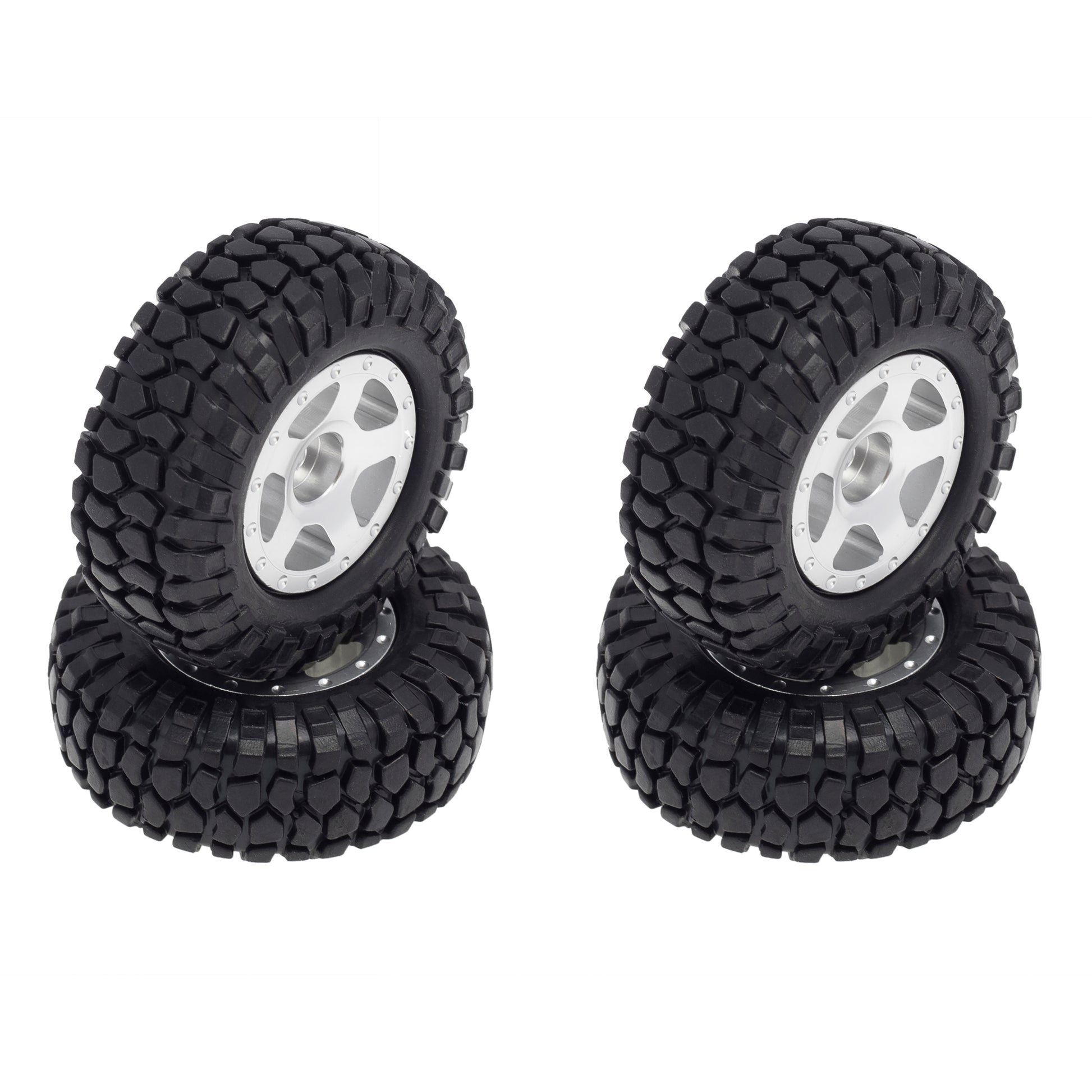 Meus Racing Aluminum Bead Lock Wheels/Rubber Tires for Axial SCX24