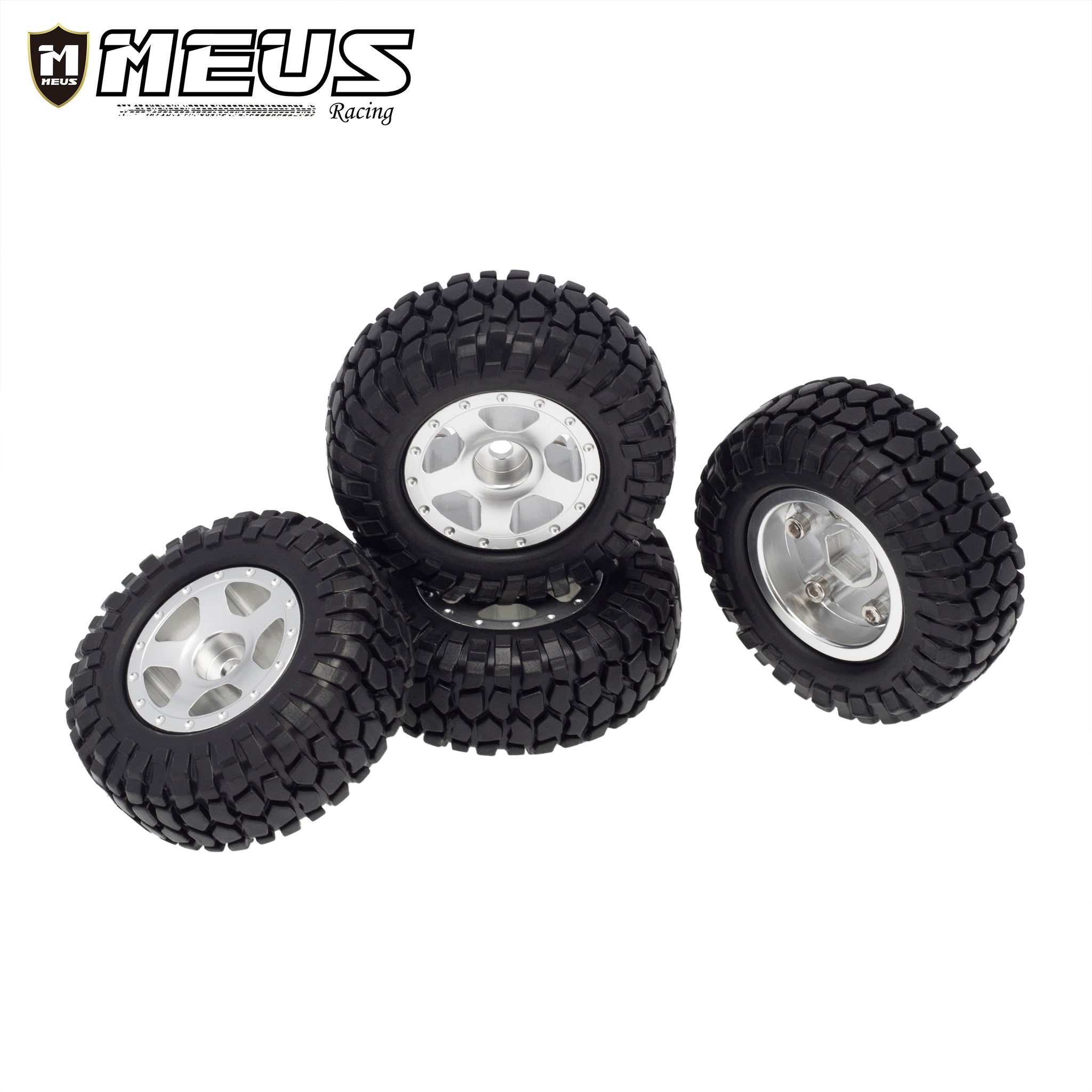 Meus Racing Aluminum Bead Lock Wheels/Rubber Tires for Axial SCX24