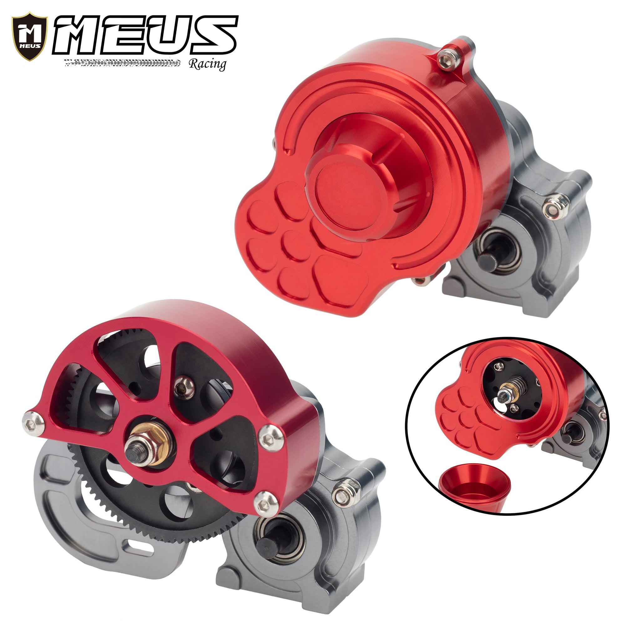 Meus Racing Metal Transmission Gearbox Case with Gear Complete for 1/10 Axial SCX10